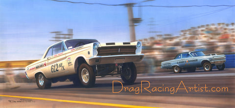 "FX of Lions"  Hayden Proffitt vs Dick Landy.... Drag Racing Art