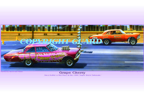 "Grape & Cherry"       Dave Koffel vs. Mel Perry.... Drag Racing Art