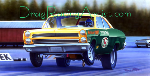 "Schartman's Cyclone"  Ed Schartman'S Flip-top Mercury.... Drag Racing Art