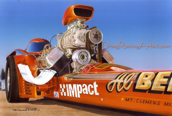 Al's Impact...Al Bergler's "More Aggravation" Comp Dragster.... Drag Racing Art
