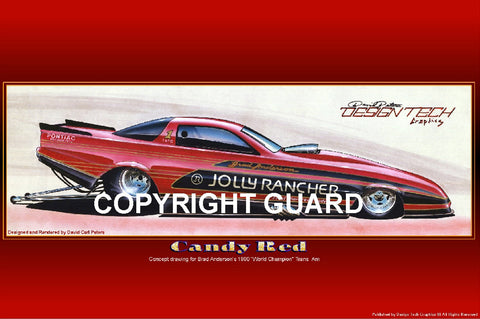 "CANDY RED" ..Brad Anderson's Trans Am...Drag Racing Art