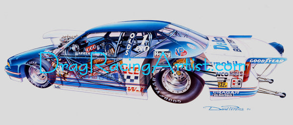 "CUTAWAY CUTLASS"  Warren Johnson's 95 Pro Stock Oldsmobile.... Drag Racing Art