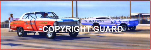 "Duel in Odessa! "  Kelly Chadwick vs. Ray Capps.... Drag Racing Art