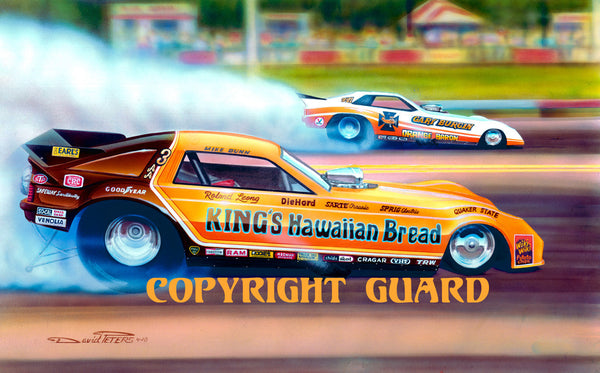 "Florida Oranges"....Mike Dunn vs. Gary Burgin.... Drag Racing Art