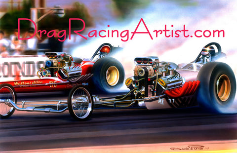 "GROUND POUNDERS" at Pomona!.... Drag Racing Art