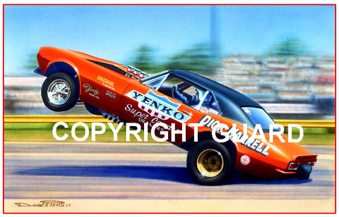 "Harrell's Grand Stand! " Dick Harrell's 67 Camaro..... Drag Racing Art