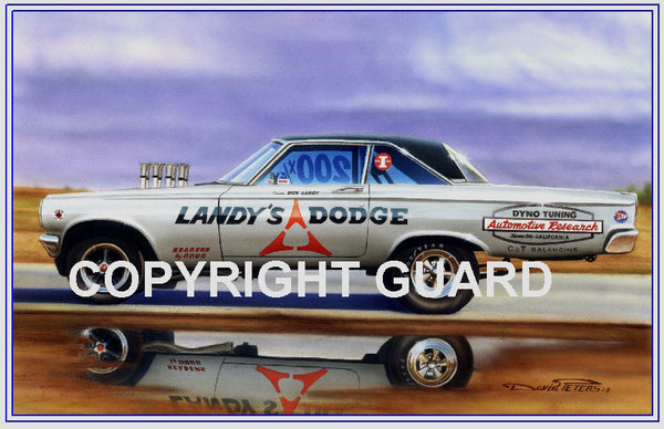 "LANDY'S LEGEND "  Dick Landy's 65 FX Dodge.... Drag Racing Art