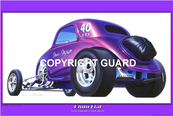 "PLUM FIAT "   Davis & Ingram's Fiat Altered.... Drag Racing Art