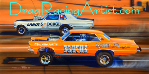 "Dandy Gates the Goat" Dick Landy vs. Jungle Jim Liberman...Drag Racing Art