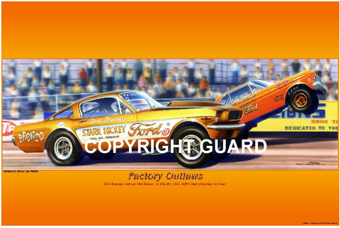 "FACTORY OUTLAWS"  Dick Brannon vs. Phil Bonner.... Drag Racing Art