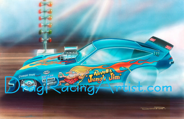"Jungle 'Smokin' Jim"..."Jungle Jim" Liberman's Monza.... Drag Racing Art
