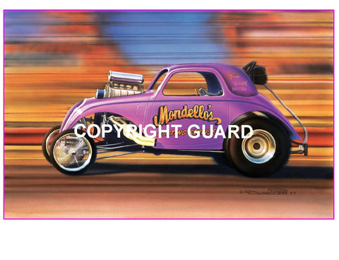 Mondello and Matusbara's Fiat Fuel Altered.."Plum Krazy" Drag Racing Art print