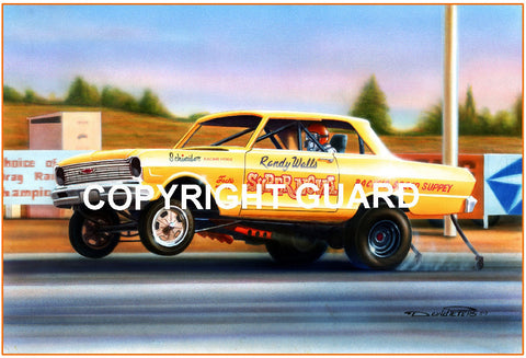"Randy at Riverside !"  Randy Walls "Super Nova".... Drag Racing Art