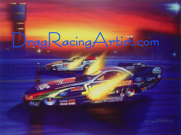 Tony Forces the Issue...John Force & Tony Pedregon signed LEP... Drag Racing Art Print