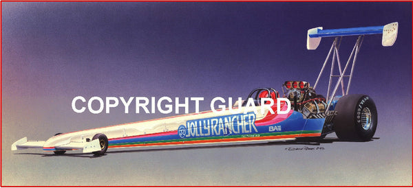 "TOP FUEL CANDY"    Shelly Anderson's "Jolly Rancher" Top Fueler.... Drag Racing Art